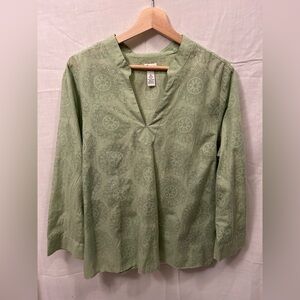 Bass Green Printed V-Neck Tunic Top